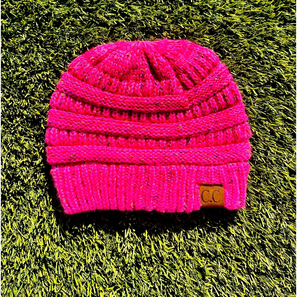 C.C Hot Pink Cable Knit Crew Beanie